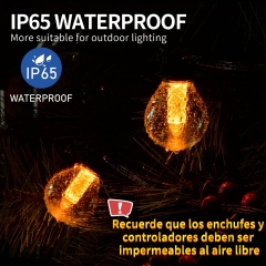 15M/49.2 FT 圣诞灯串，25 个灯泡，IP65 防水，用于圣诞装饰、门廊、花园、游泳池、派对、露营地