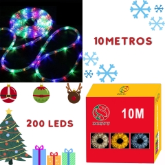 10M透明圣诞LED软管，200LED 110V 2线可切割户外圣诞绳灯，200LED户外防水暖风绳灯，适用于室内，庭院，露营，景观照明
